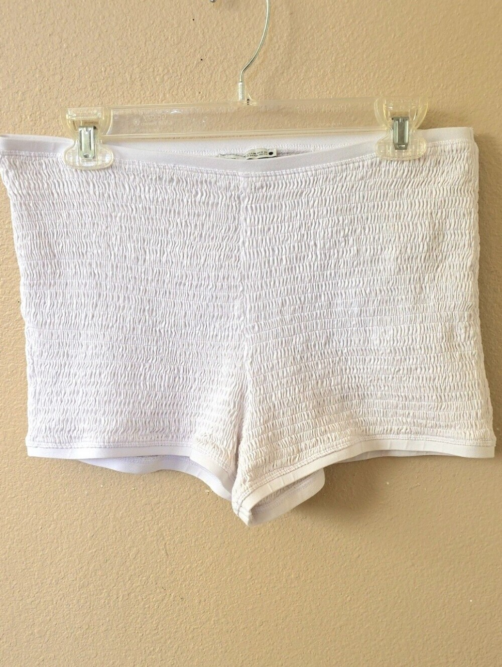 Zara Womens White Smocked Shorts Casual Lounge Summer - Size XL